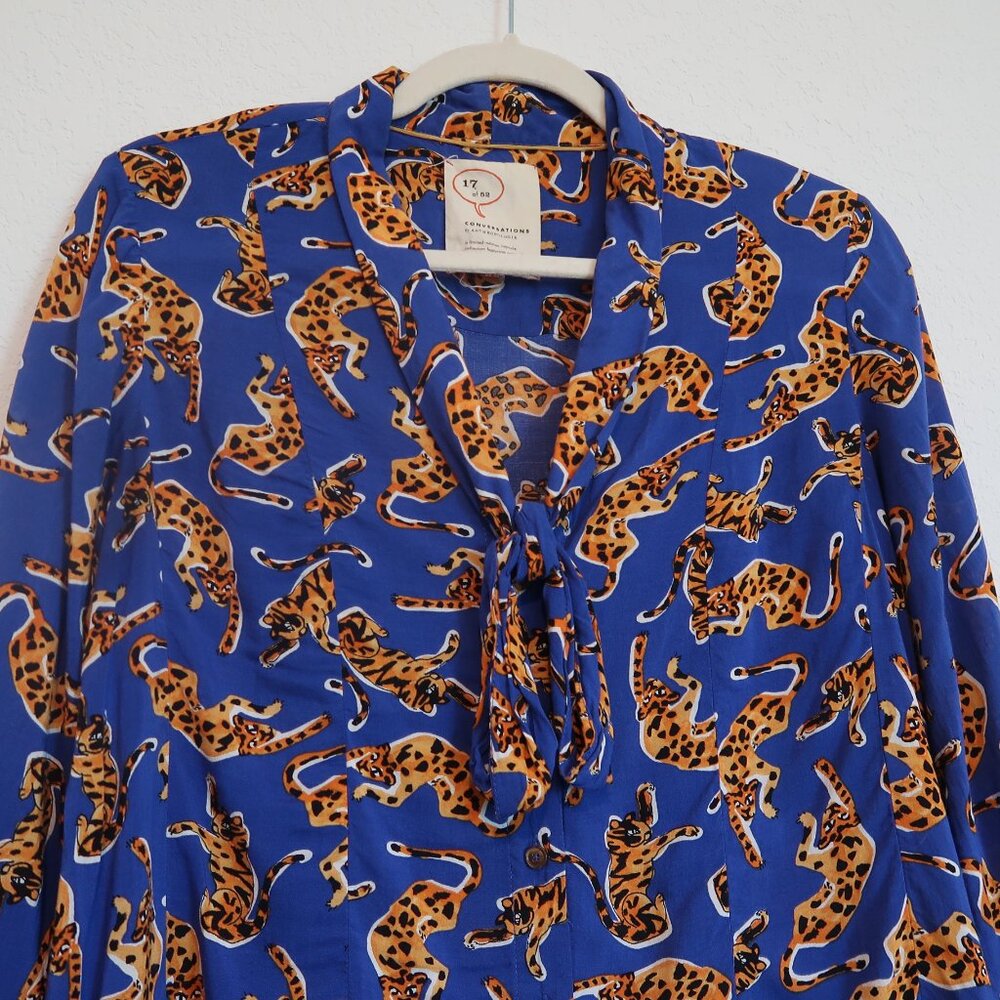 52 Conversations by Anthropologie Cheetah Print Blouse, Size Small - Picture 3 of 7